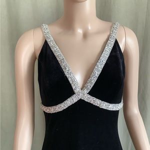 Elegant Black Backless Dress with Silver Accents